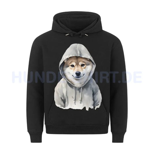 Premium Hoodie "Hooded Shiba Inu" Schwarz – hunde-shirt.de