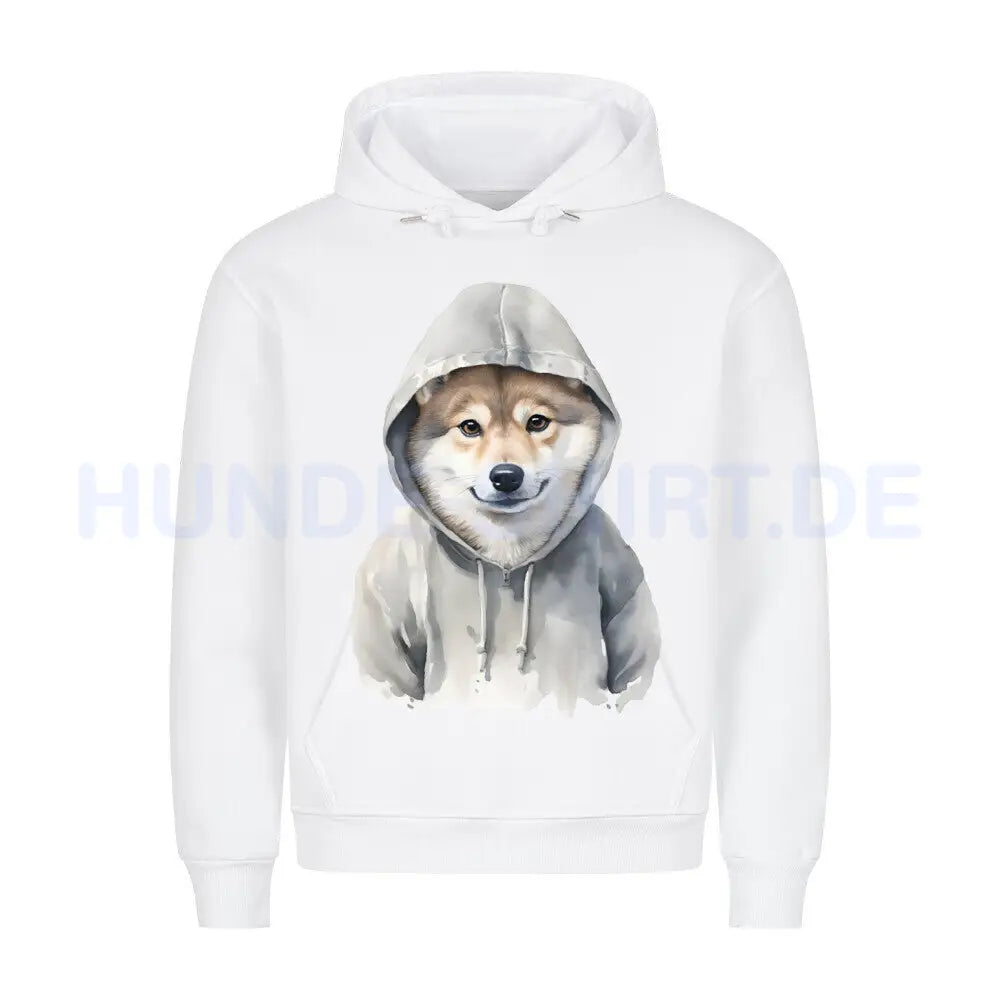 Premium Hoodie "Hooded Shiba Inu" Weiß – hunde-shirt.de