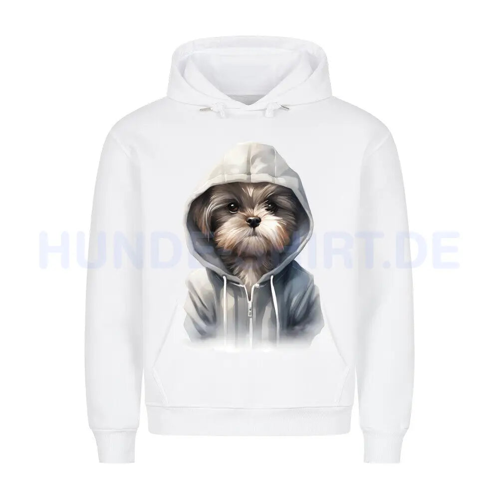 Premium Hoodie "Hooded Shih Tzu" Weiß – hunde-shirt.de