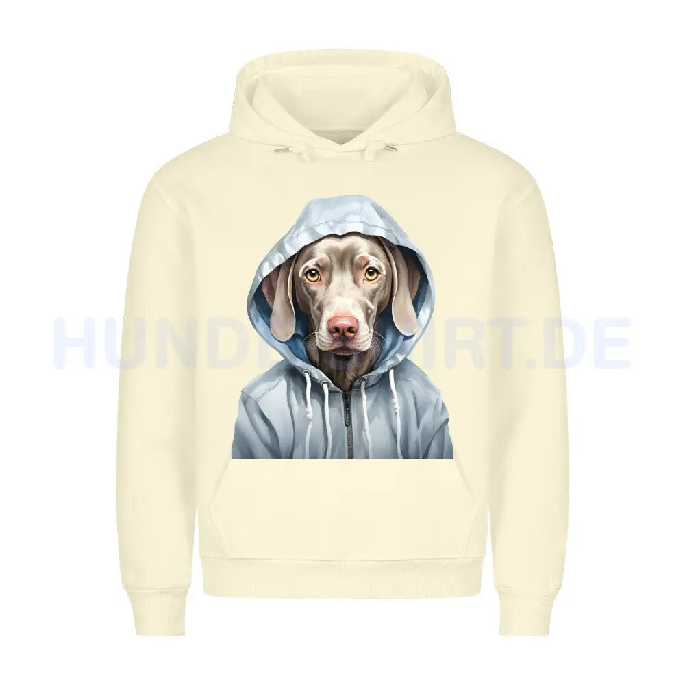 Premium Hoodie "Hooded Weimaraner" Beige – hunde-shirt.de