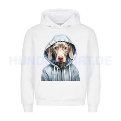 Premium Hoodie "Hooded Weimaraner" Weiß – hunde-shirt.de