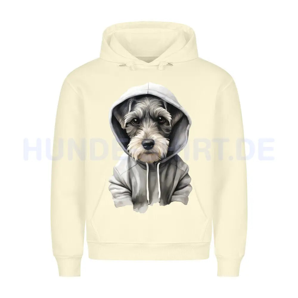 Premium Hoodie "Hooded Zwergschnauzer" Beige – hunde-shirt.de