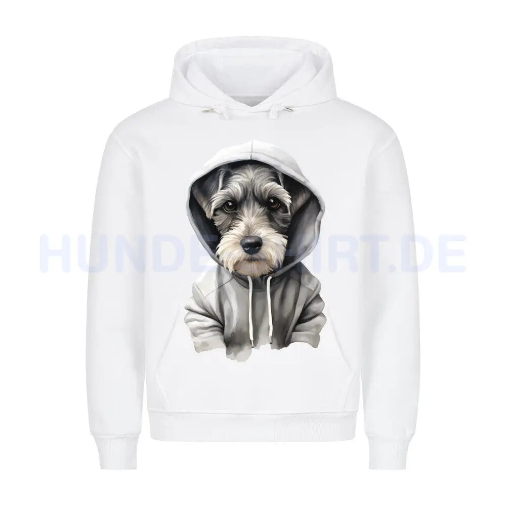 Premium Hoodie "Hooded Zwergschnauzer" Weiß – hunde-shirt.de