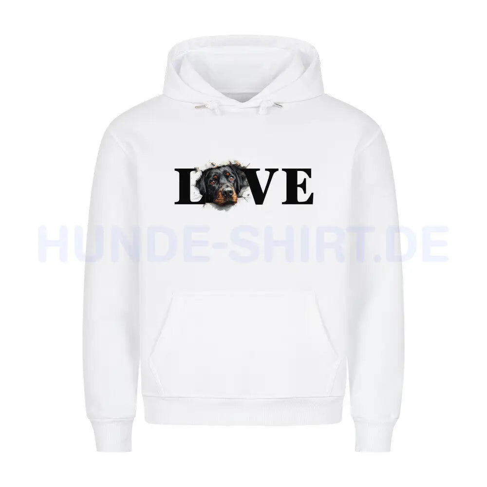 Premium Hoodie "Hovawart dunkel - LOVE" Weiß – hunde-shirt.de