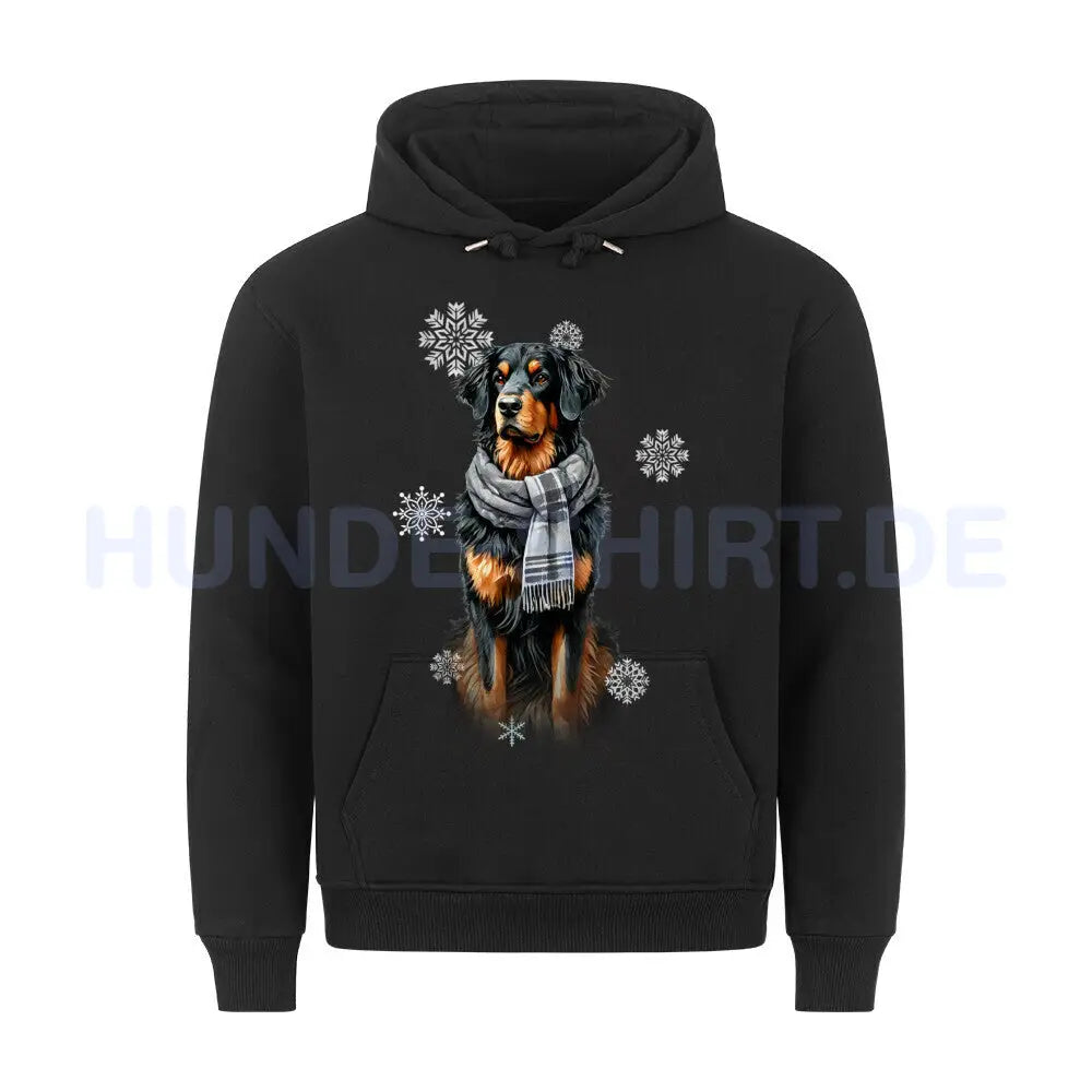 Premium Hoodie "Hovawart Winter" Schwarz – hunde-shirt.de