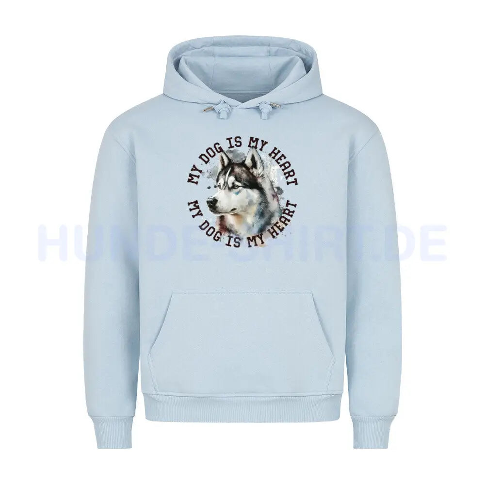 Premium Hoodie "Husky HEART" Babyblau – hunde-shirt.de