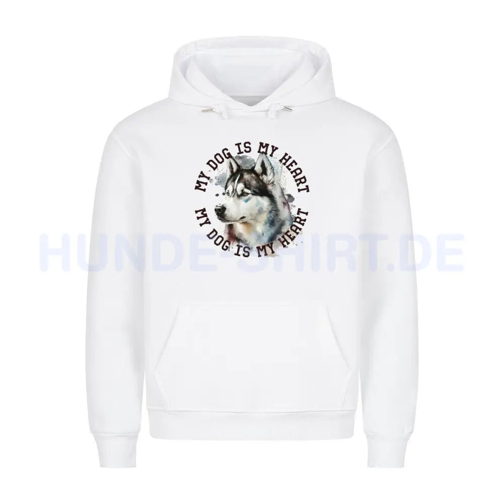 Premium Hoodie "Husky HEART" Weiß – hunde-shirt.de