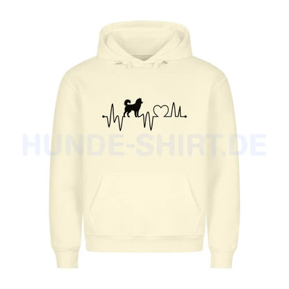 Premium Hoodie "Husky - Heartbeat" Beige – hunde-shirt.de