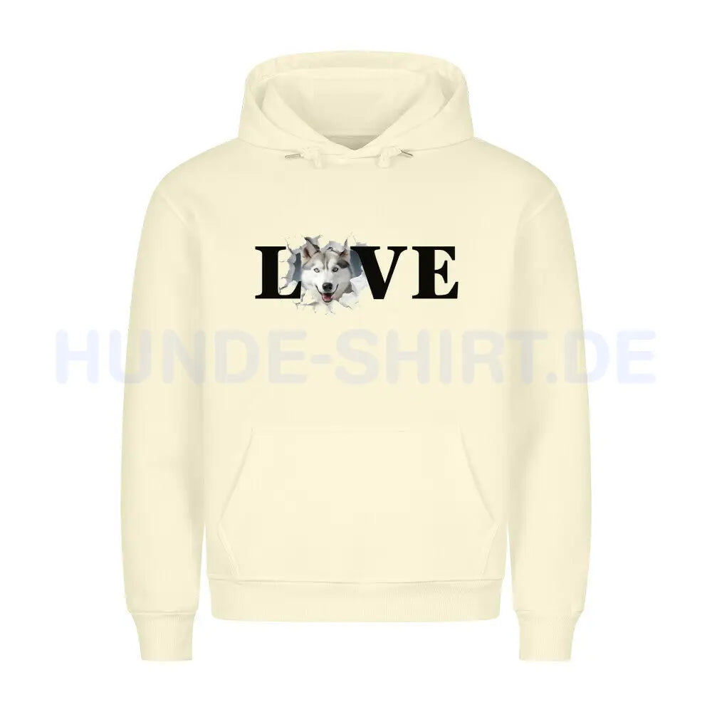 Premium Hoodie "Husky - LOVE" Beige – hunde-shirt.de