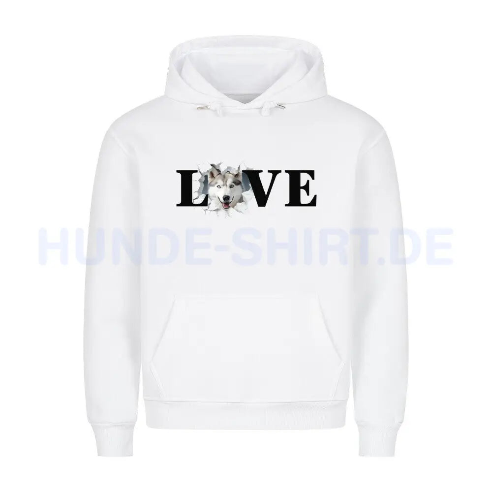 Premium Hoodie "Husky - LOVE" Weiß – hunde-shirt.de