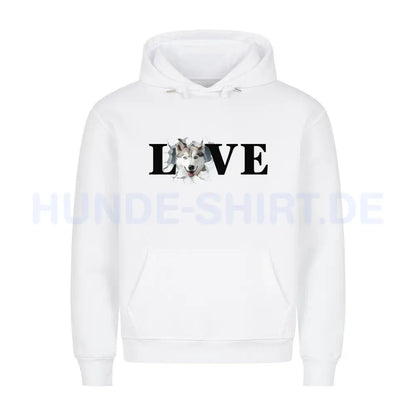 Premium Hoodie "Husky - LOVE" Weiß – hunde-shirt.de