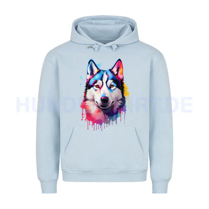 Premium Hoodie "Husky - Paint" Babyblau – hunde-shirt.de