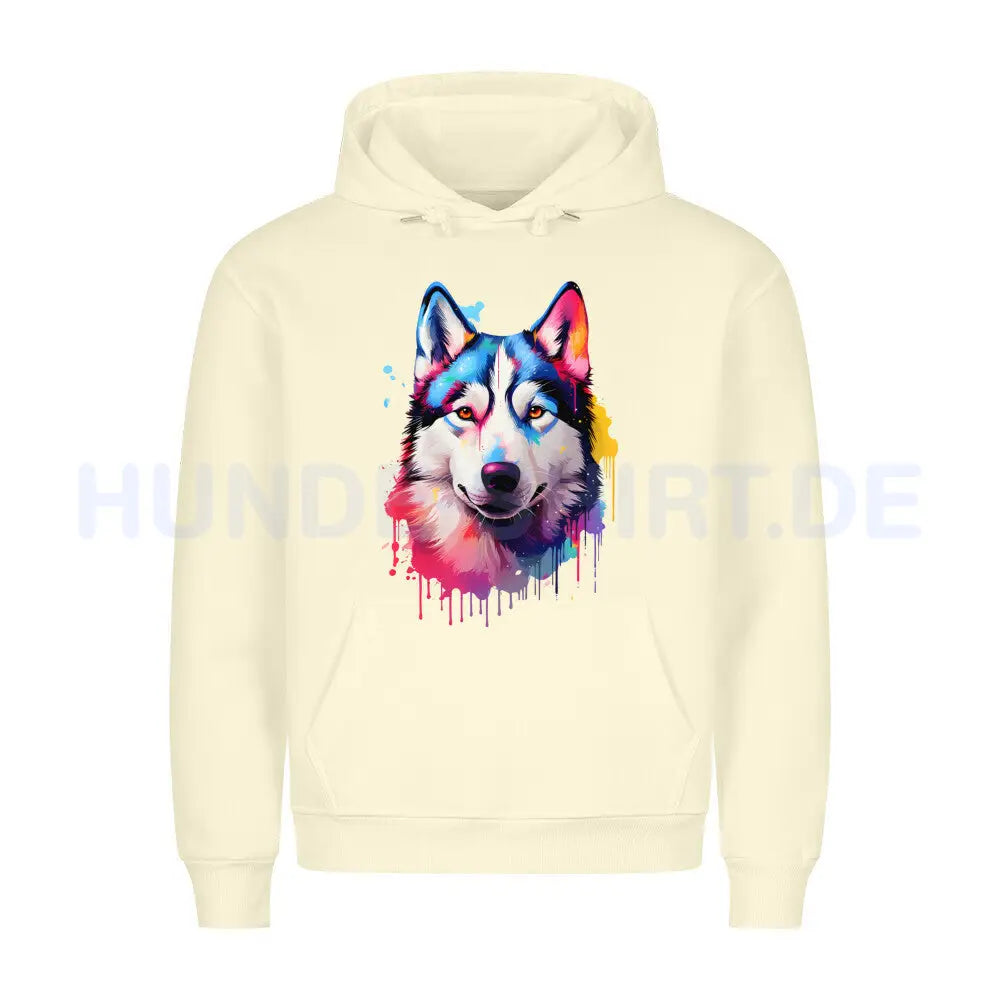 Premium Hoodie "Husky - Paint" Beige – hunde-shirt.de