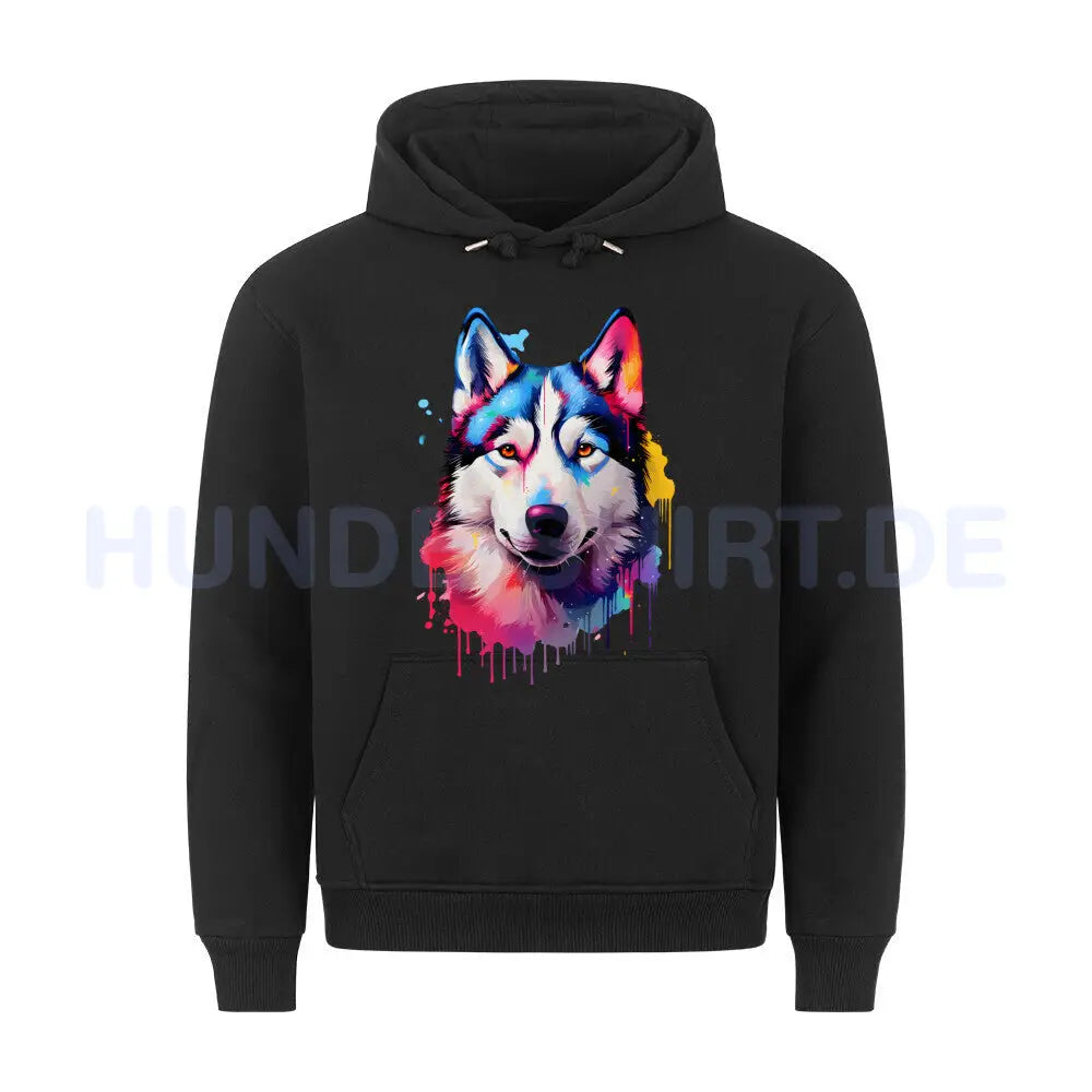 Premium Hoodie "Husky - Paint" Schwarz – hunde-shirt.de