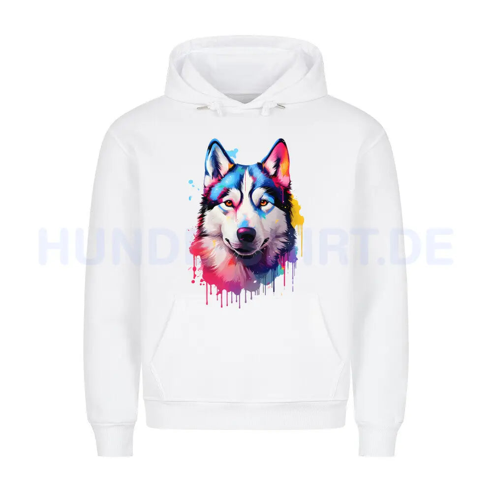 Premium Hoodie "Husky - Paint" Weiß – hunde-shirt.de