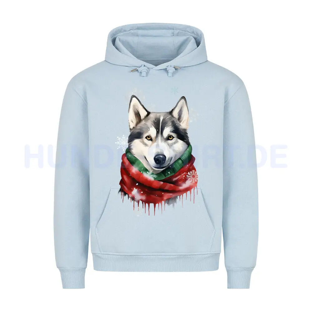 Premium Hoodie "Husky Winter" Babyblau – hunde-shirt.de