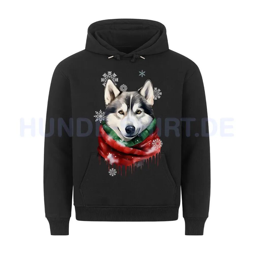 Premium Hoodie "Husky Winter" Schwarz – hunde-shirt.de