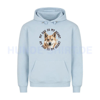 Premium Hoodie "Icelandic Sheepdog - HEART" Babyblau – hunde-shirt.de