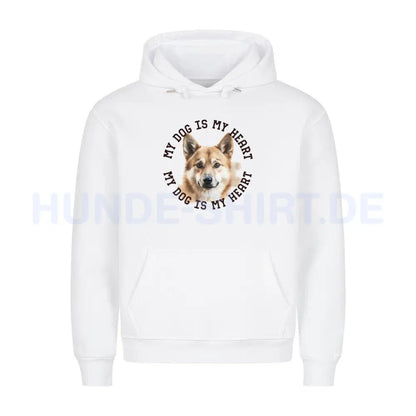 Premium Hoodie "Icelandic Sheepdog - HEART" Weiß – hunde-shirt.de