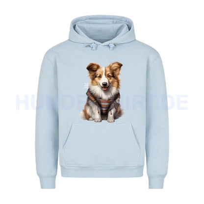 Premium Hoodie "Icelandic Sheepdog - Winter" Babyblau – hunde-shirt.de