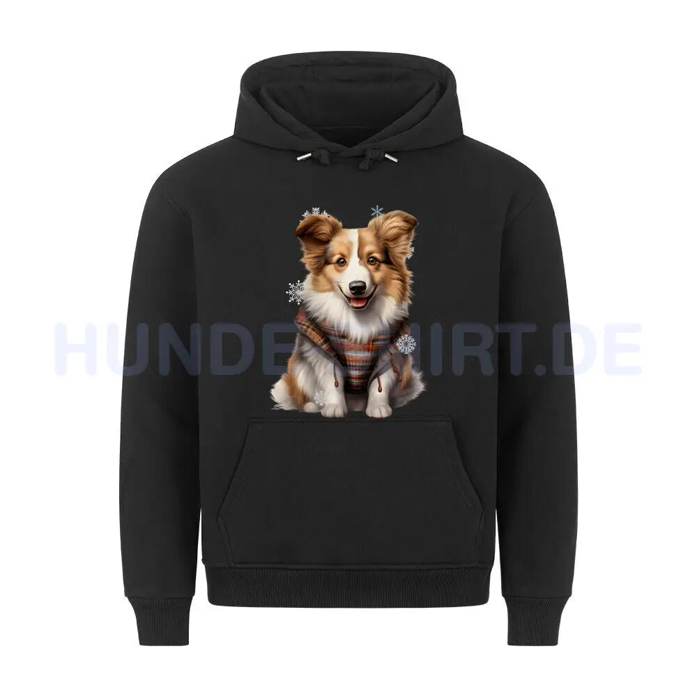 Premium Hoodie "Icelandic Sheepdog - Winter" Schwarz – hunde-shirt.de