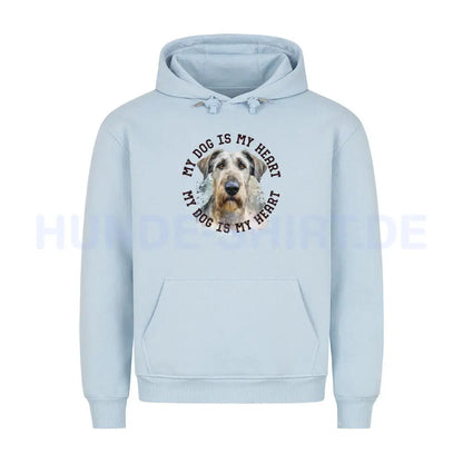 Premium Hoodie "Irischer Wolfshund HEART" Babyblau – hunde-shirt.de