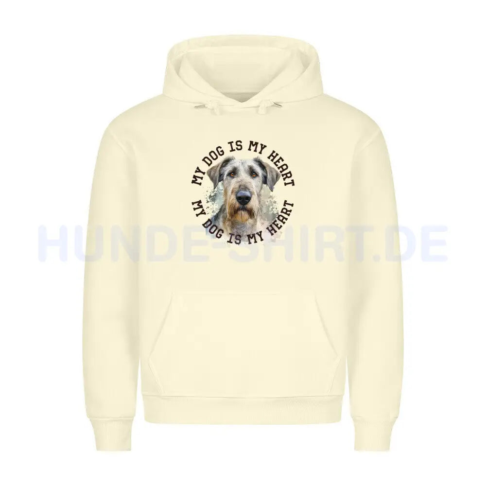 Premium Hoodie "Irischer Wolfshund HEART" Beige – hunde-shirt.de