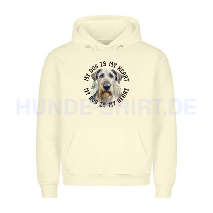 Premium Hoodie "Irischer Wolfshund HEART" Beige – hunde-shirt.de