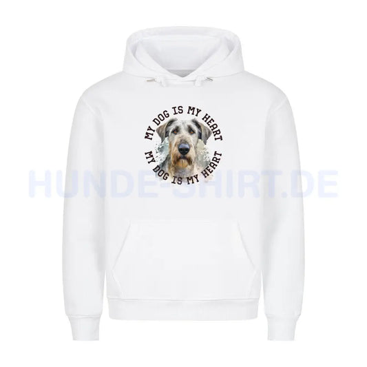 Premium Hoodie "Irischer Wolfshund HEART" Weiß – hunde-shirt.de