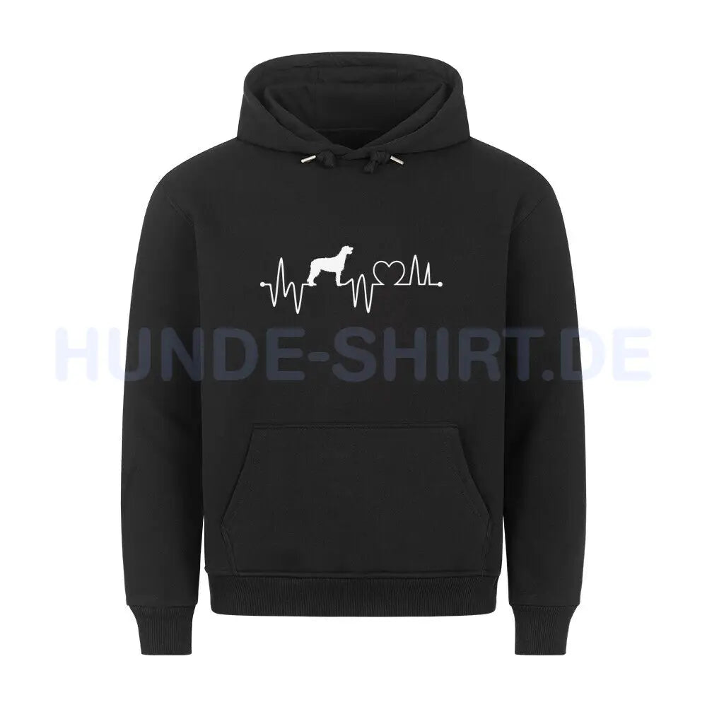 Premium Hoodie "Irischer Wolfshund - Heartbeat" Schwarz – hunde-shirt.de