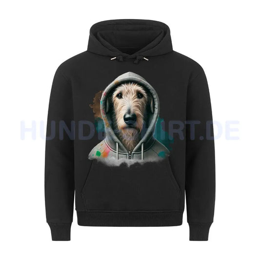 Premium Hoodie "Irischer Wolfshund Hooded" Schwarz – hunde-shirt.de