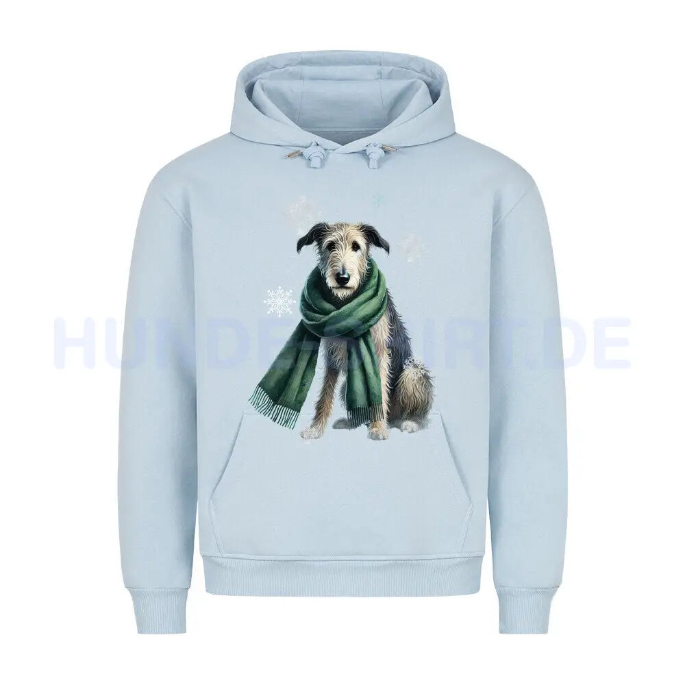 Premium Hoodie "Irischer Wolfshund Winter" Babyblau – hunde-shirt.de