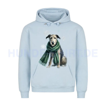 Premium Hoodie "Irischer Wolfshund Winter" Babyblau – hunde-shirt.de