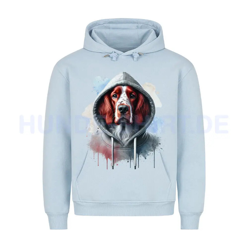 Premium Hoodie "Irish red and white Setter Hooded" Babyblau – hunde-shirt.de