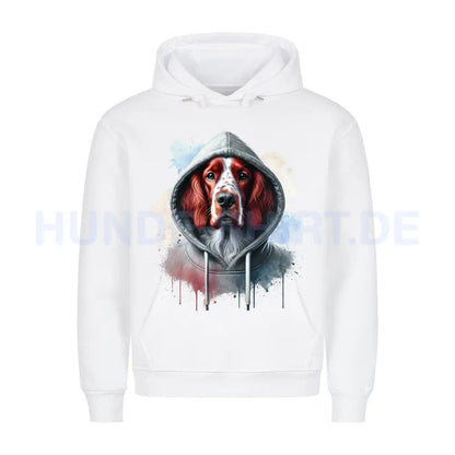 Premium Hoodie "Irish red and white Setter Hooded" Weiß – hunde-shirt.de