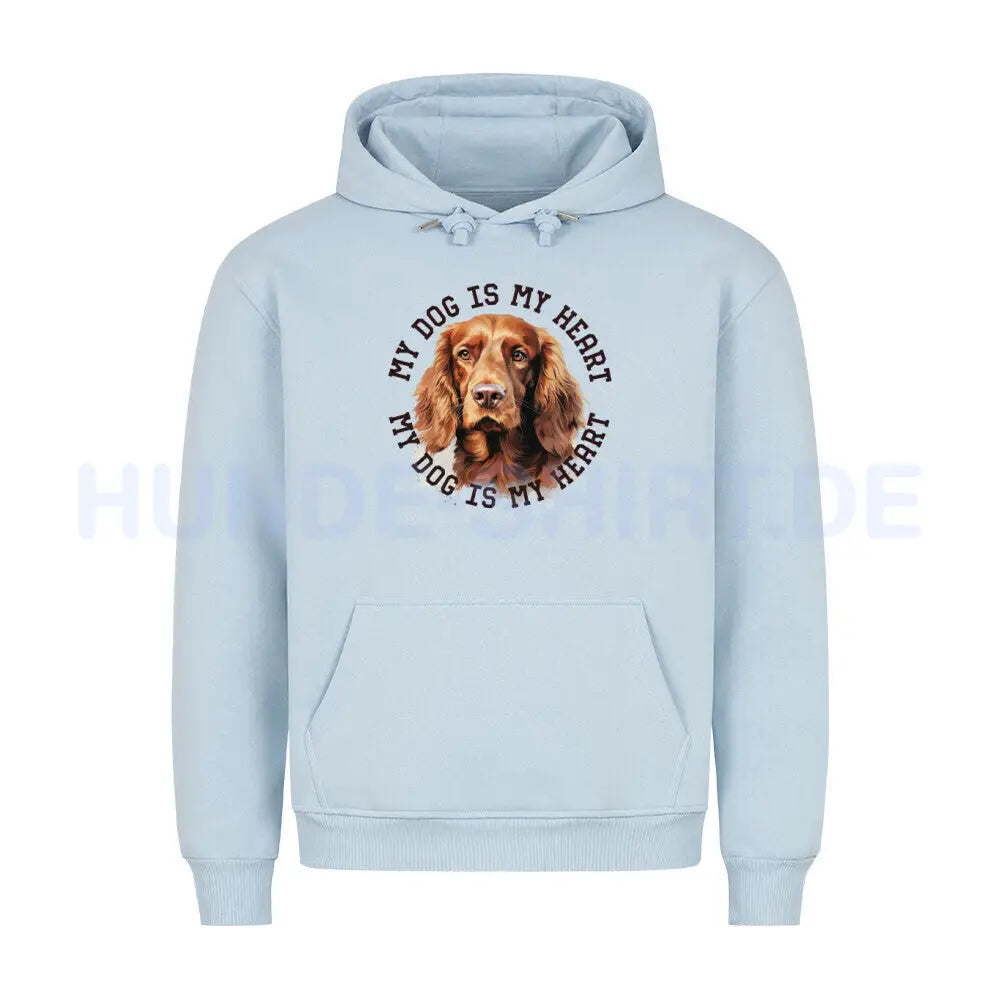 Premium Hoodie "Irish Setter HEART 2" Babyblau – hunde-shirt.de