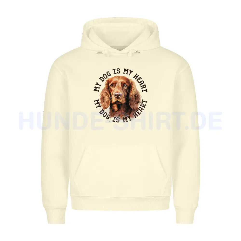 Premium Hoodie "Irish Setter HEART 2" Beige – hunde-shirt.de