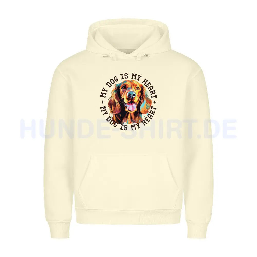 Premium Hoodie "Irish Setter HEART" Beige – hunde-shirt.de