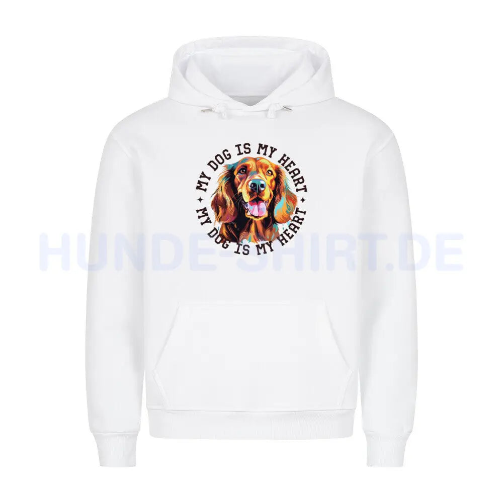 Premium Hoodie "Irish Setter HEART" Weiß – hunde-shirt.de