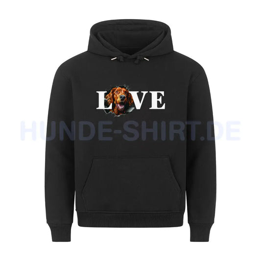 Premium Hoodie "Irish Setter - LOVE" Schwarz – hunde-shirt.de