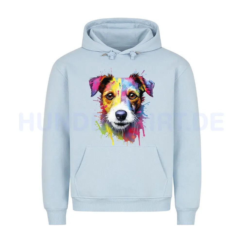 Premium Hoodie "Jack Russell Paint" Babyblau – hunde-shirt.de