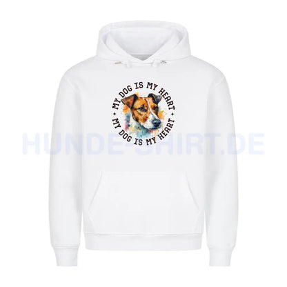 Premium Hoodie "Jack Russell Terrier HEART" Weiß – hunde-shirt.de