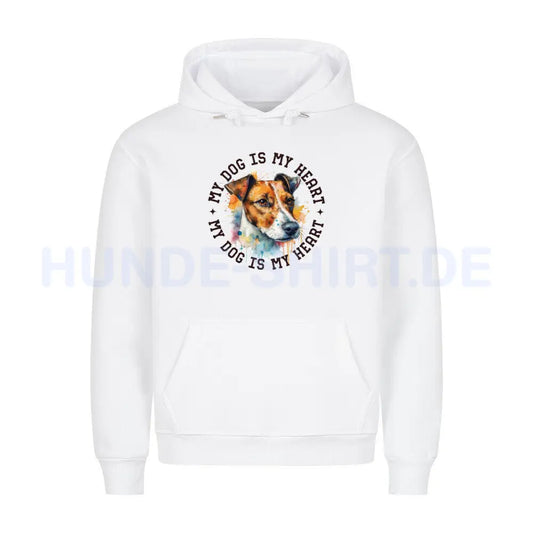 Premium Hoodie "Jack Russell Terrier HEART" Weiß – hunde-shirt.de