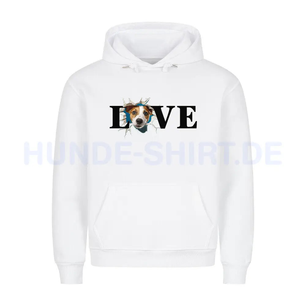 Premium Hoodie "Jack Russell Terrier - LOVE" Weiß – hunde-shirt.de