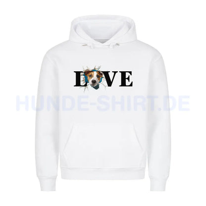 Premium Hoodie "Jack Russell Terrier - LOVE" Weiß – hunde-shirt.de