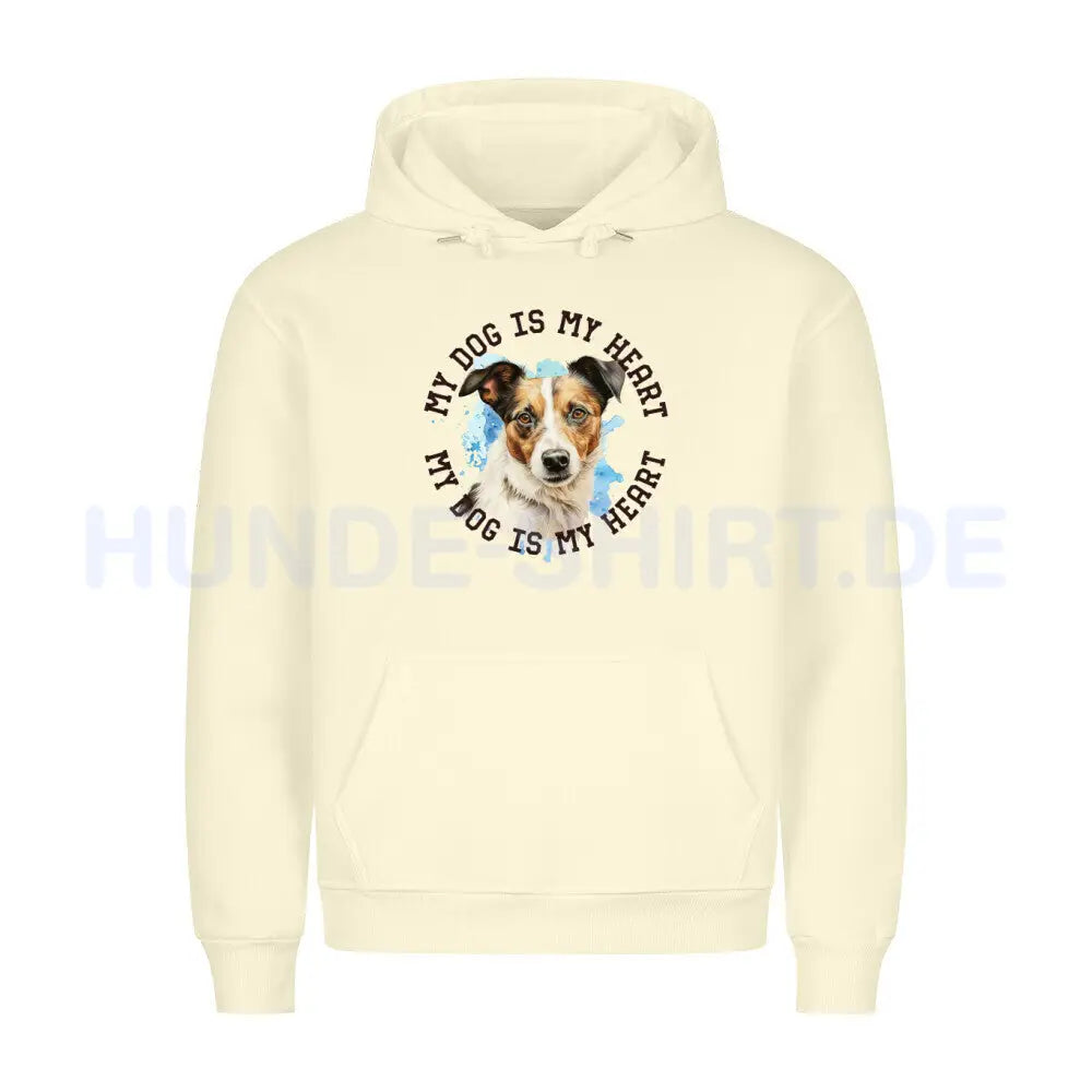 Premium Hoodie "Jack Russell Terrier mix HEART" Beige – hunde-shirt.de