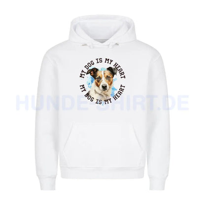 Premium Hoodie "Jack Russell Terrier mix HEART" Weiß – hunde-shirt.de