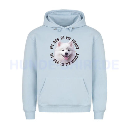 Premium Hoodie "Japan-Spitz HEART" Babyblau – hunde-shirt.de