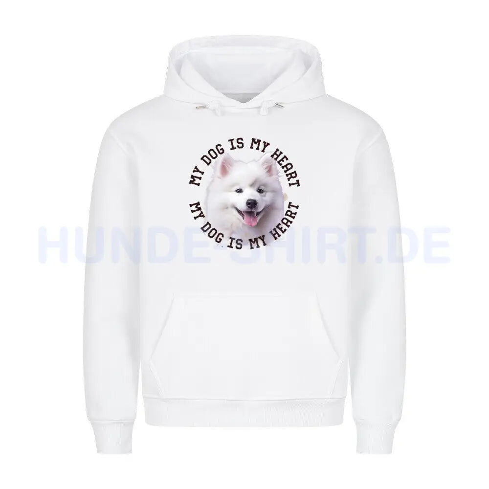 Premium Hoodie "Japan-Spitz HEART" Weiß – hunde-shirt.de