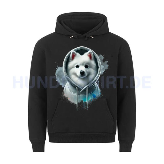 Premium Hoodie "Japan-Spitz Hooded" Schwarz – hunde-shirt.de